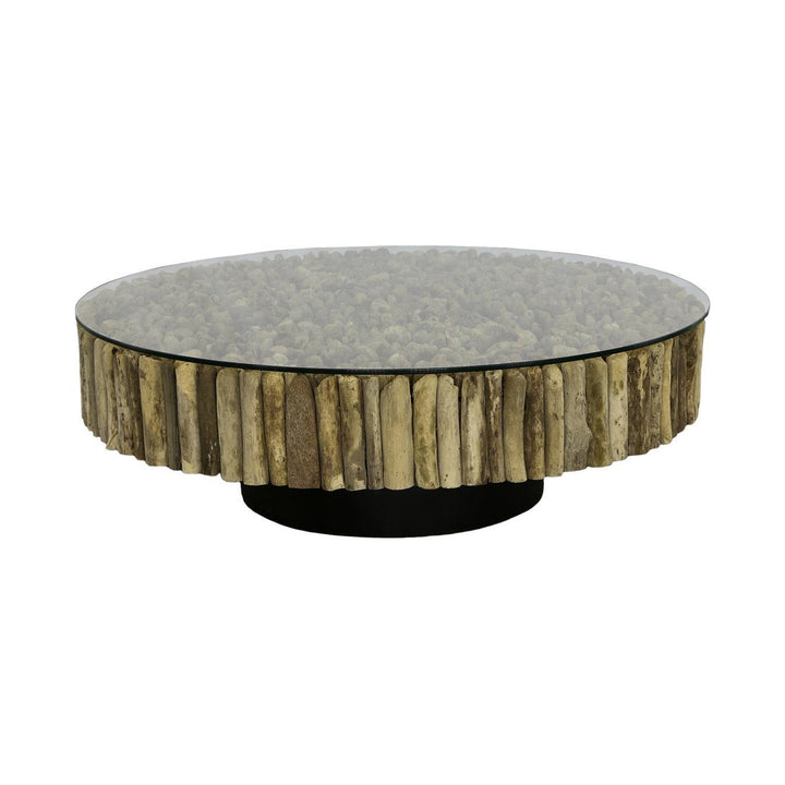 Manhattan Coffee Table, Round, with Glass by Phillips Collection — centered product view