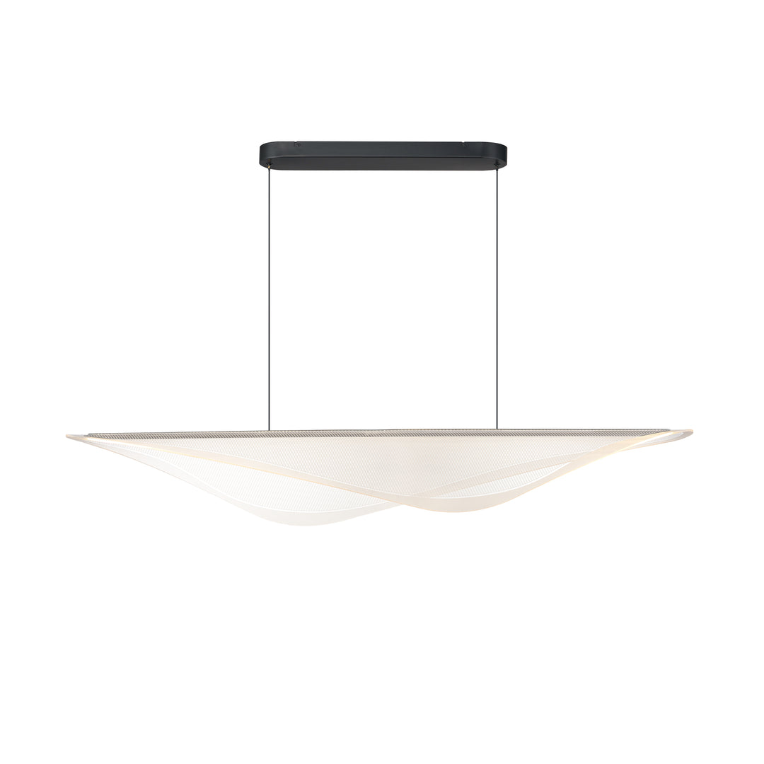 Manta 59" LED Linear Pendant by ET2 Lighting in Black, front view