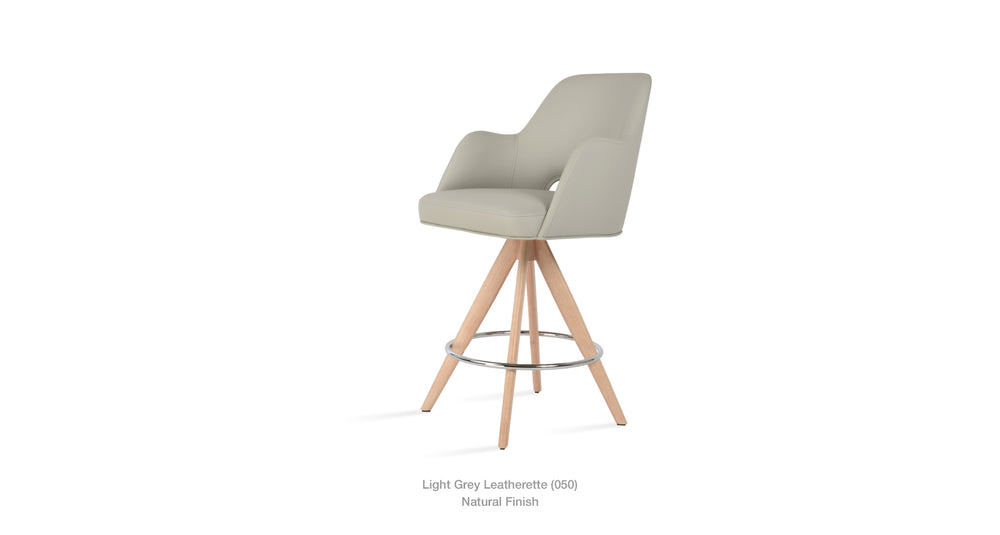 Marash Arm Pyramid MW Swivel Stool natural veneer base