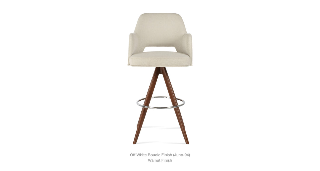 Marash Arm Pyramid MW Swivel Stool walnut veneer base