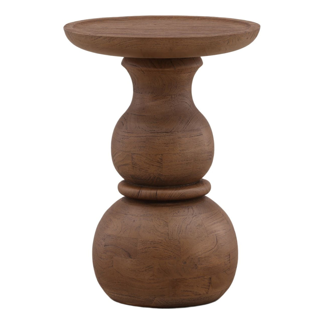Maren Mango Wood Side Table, three-quarter studio view