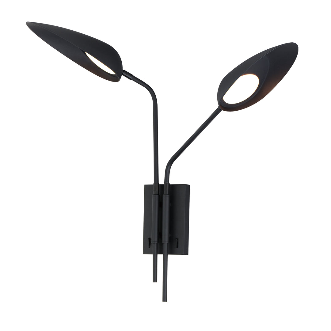 Marsh 2-Light LED Wall Sconce by ET2 Lighting in Black, front view