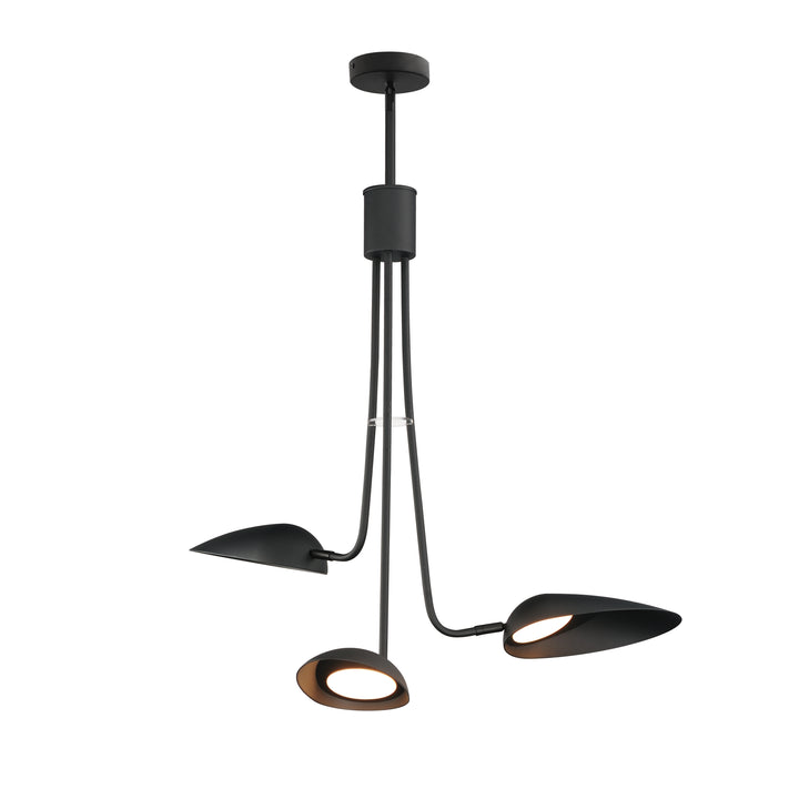 Marsh 3-Light LED Pendant by ET2 Lighting in Black, front view