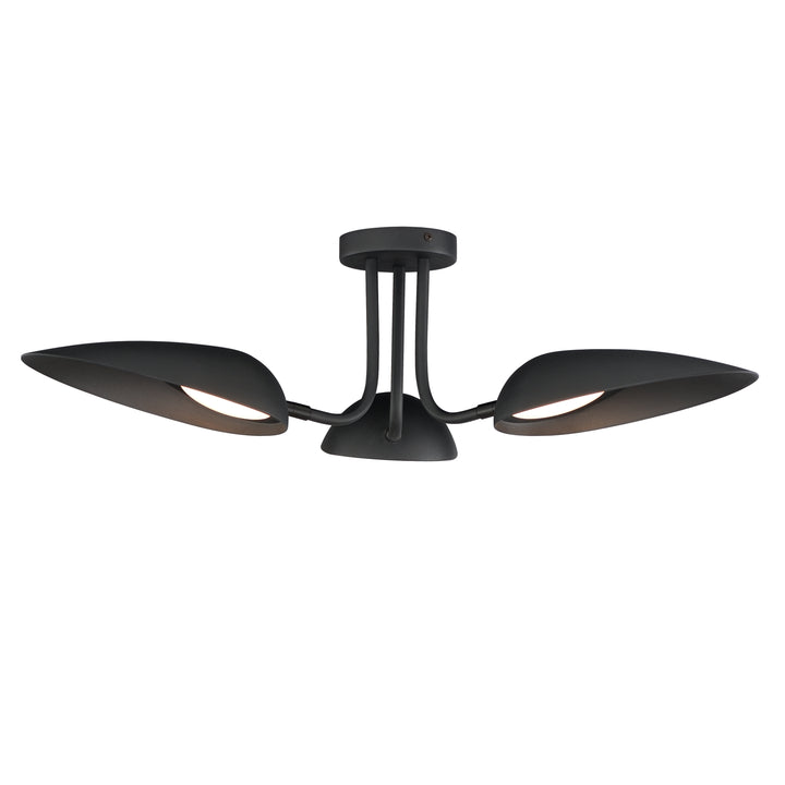 Marsh 3-Light LED Semi-Flush Mount by ET2 Lighting in Black, front view