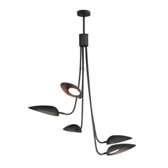 Marsh 5-Light LED Pendant by ET2 Lighting in Black, front view