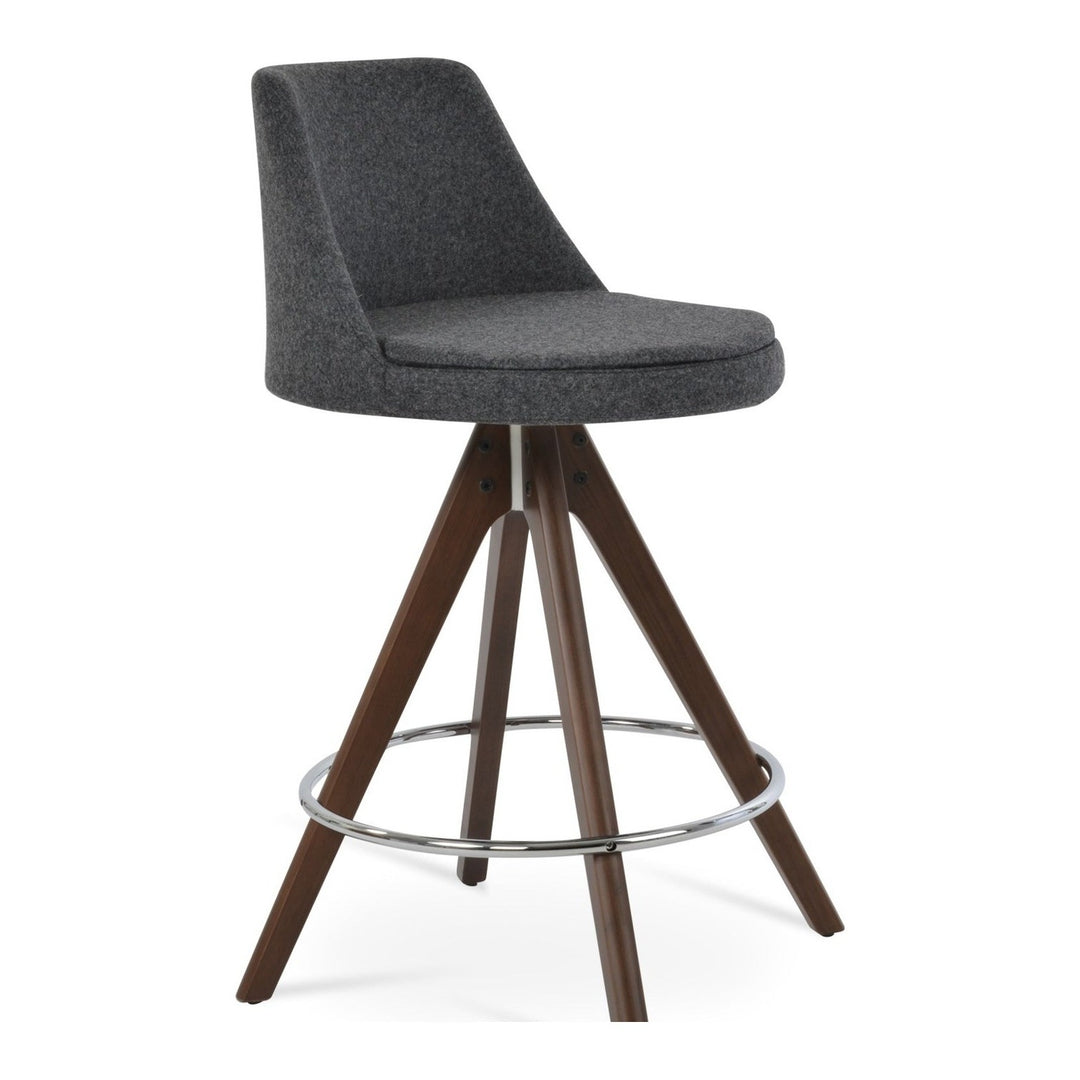 Martini Pyramid Wood Swivel Stool by Soho Concept — white cutout