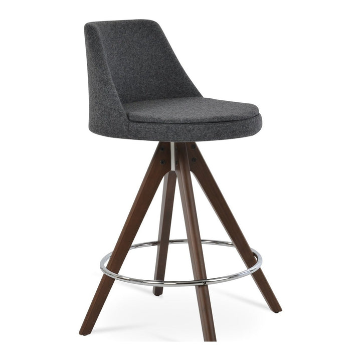 Martini Pyramid Wood Swivel Stool by Soho Concept — white cutout