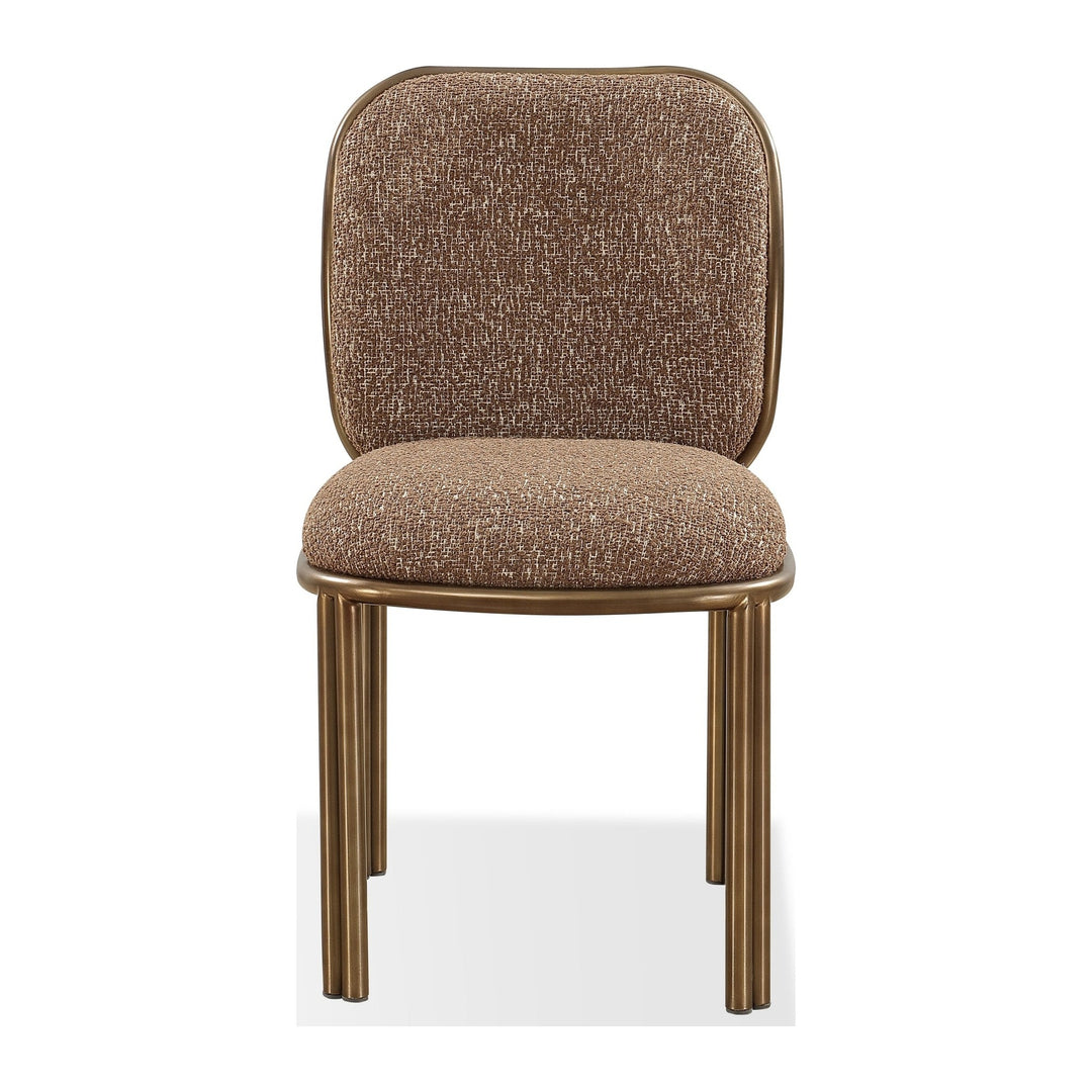 Mataranka Dining Chair by Modus in Giraffe Chenille and Brushed Golden Stainless Steel — product view on a white background
