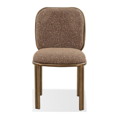 Mataranka Dining Chair by Modus in Giraffe Chenille and Brushed Golden Stainless Steel — product view on a white background