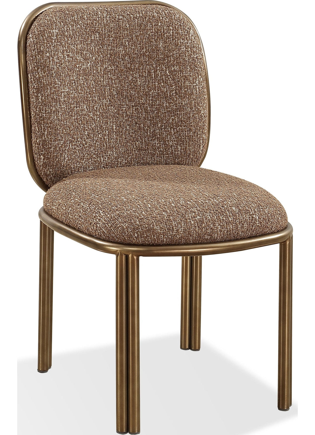 Mataranka Dining Chair in Giraffe Chenille and Brushed Golden Stainless Steel — product view on a white background