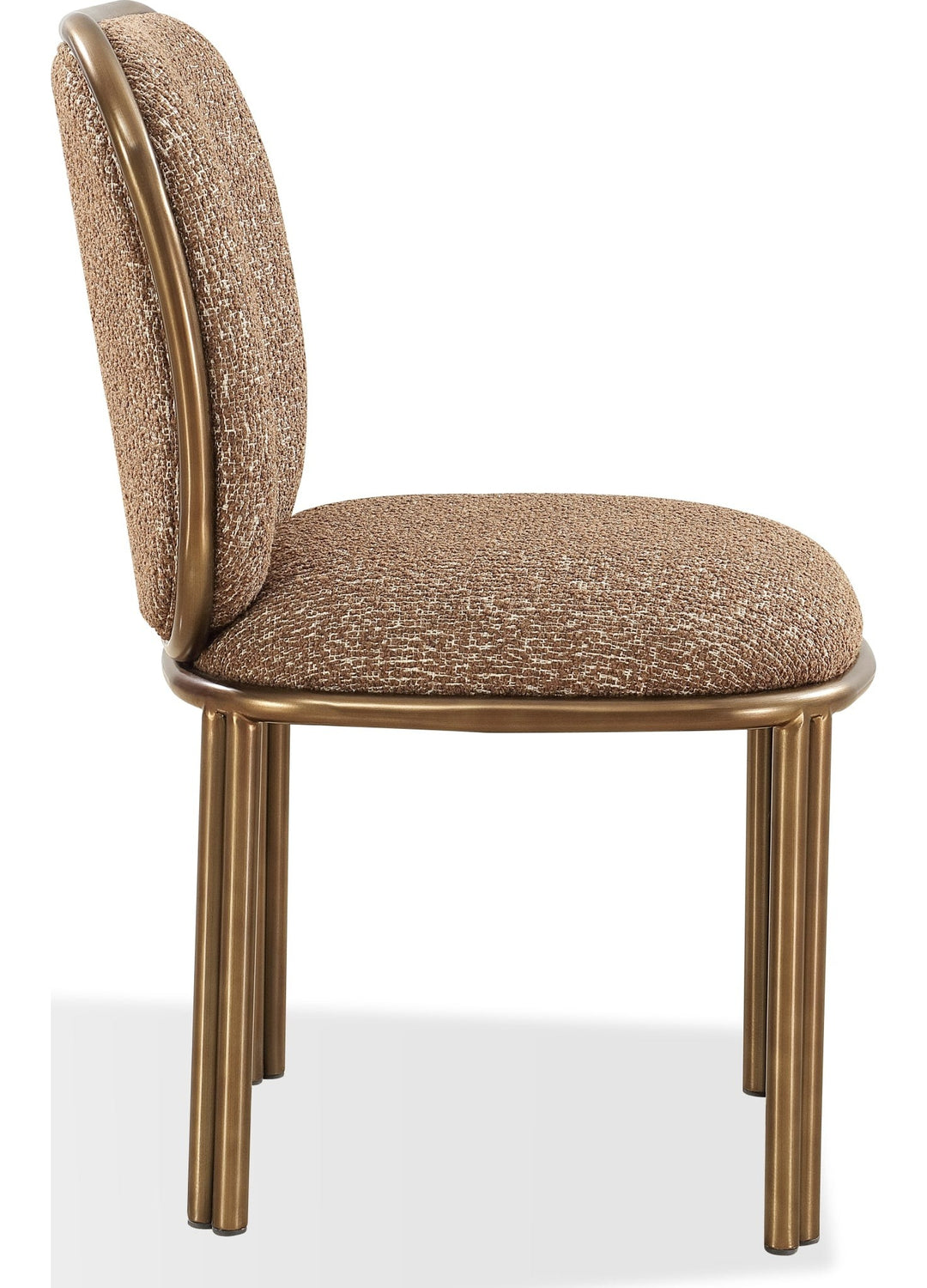 Mataranka Dining Chair in Giraffe Chenille and Brushed Golden Stainless Steel — product view on a white background
