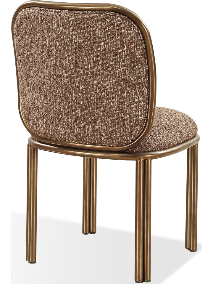Mataranka Dining Chair in Giraffe Chenille and Brushed Golden Stainless Steel — product view on a white background
