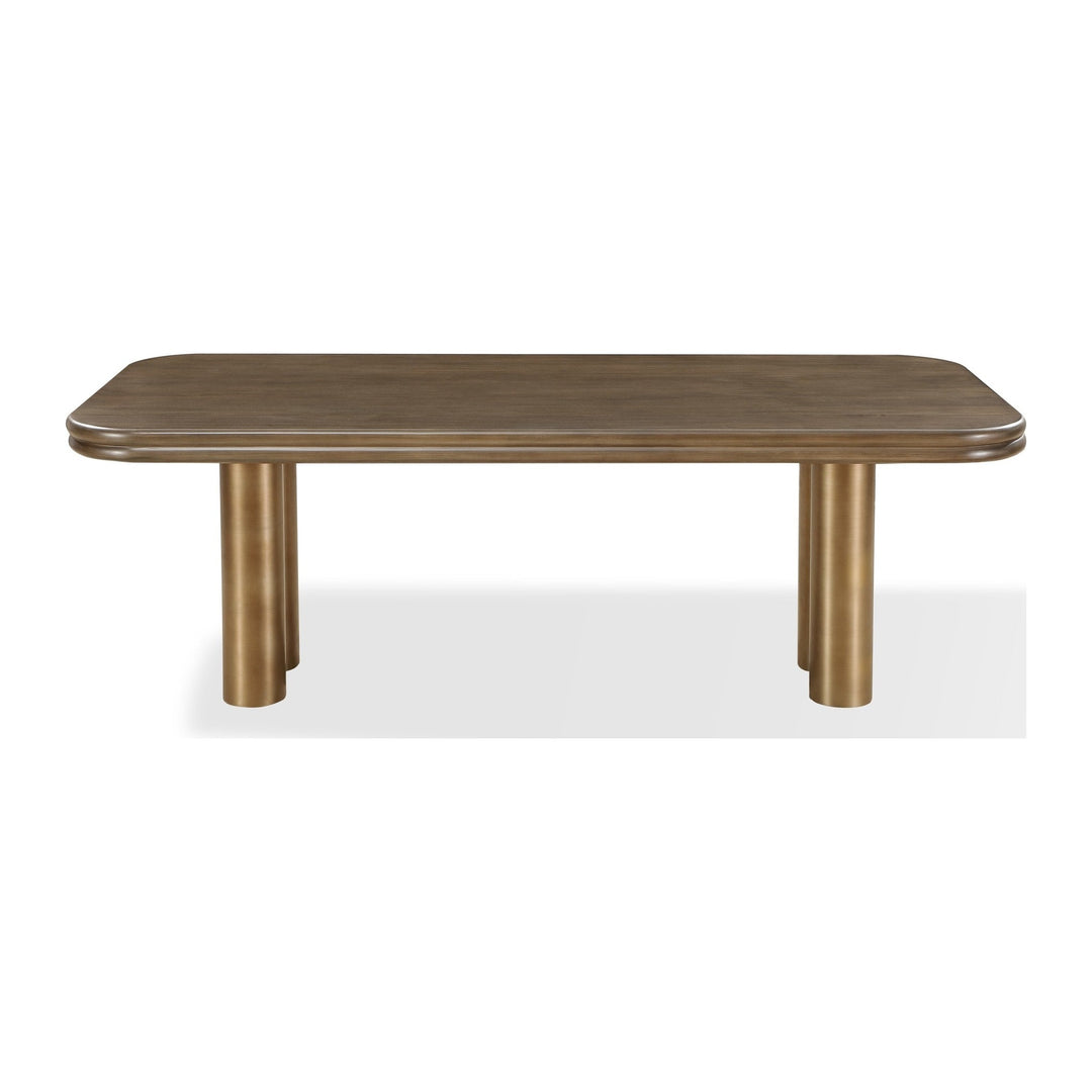 Mataranka Rectangular Dining Table by Modus in Bistre and Brushed Golden Stainless Steel — product view on a white background