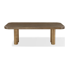 Mataranka Rectangular Dining Table by Modus in Bistre and Brushed Golden Stainless Steel — product view on a white background
