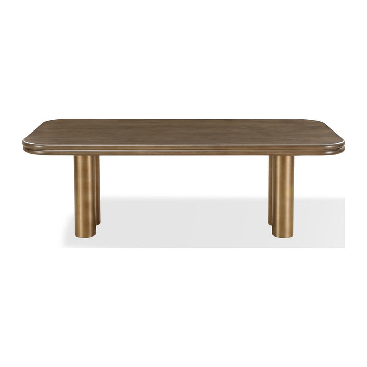 Mataranka Rectangular Dining Table by Modus in Bistre and Brushed Golden Stainless Steel — product view on a white background