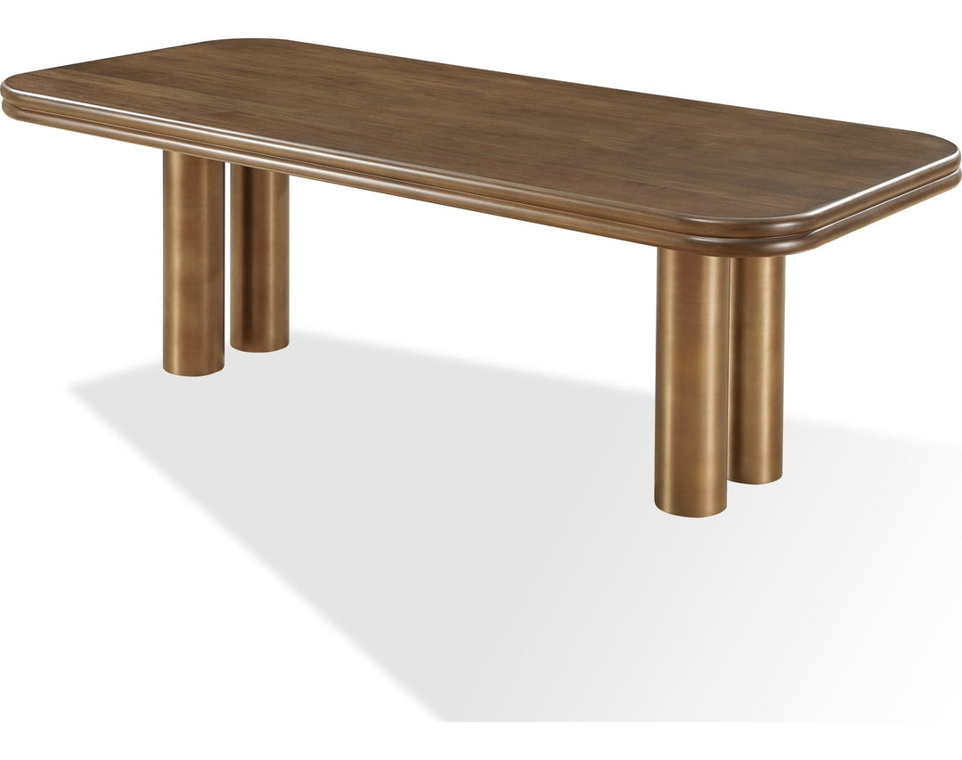Mataranka Rectangular Dining Table in Bistre and Brushed Golden Stainless Steel — product view on a white background
