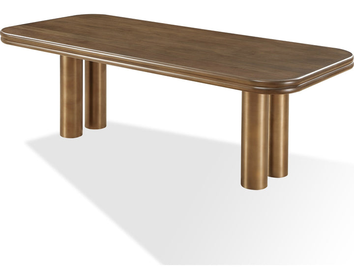 Mataranka Rectangular Dining Table in Bistre and Brushed Golden Stainless Steel — product view on a white background
