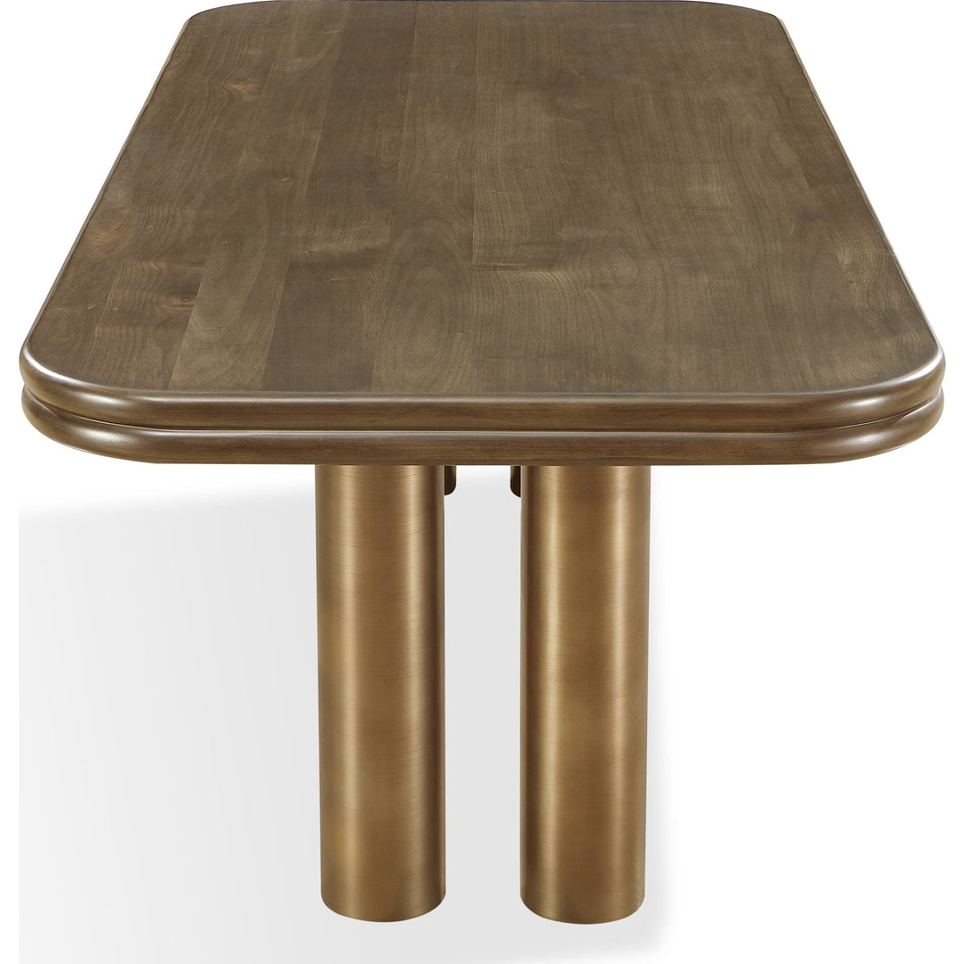 Mataranka Rectangular Dining Table in Bistre and Brushed Golden Stainless Steel — product view on a white background