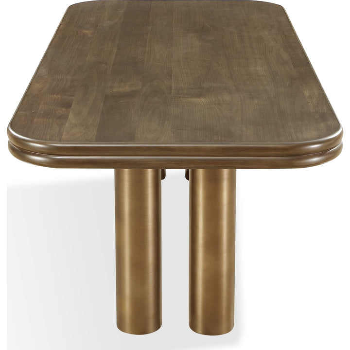 Mataranka Rectangular Dining Table in Bistre and Brushed Golden Stainless Steel — product view on a white background