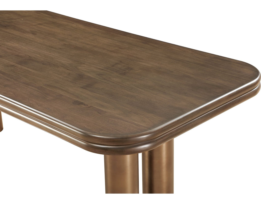 Mataranka Rectangular Dining Table in Bistre and Brushed Golden Stainless Steel — product view on a white background