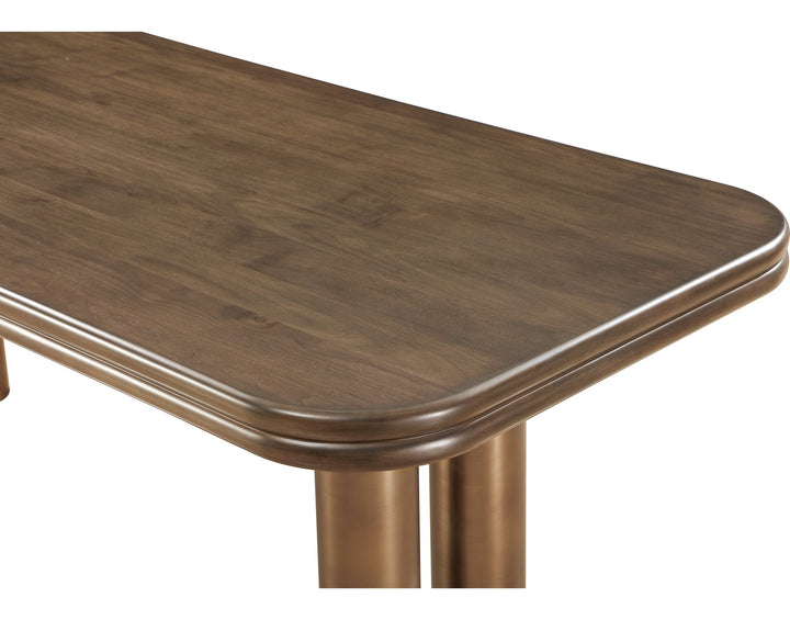 Mataranka Rectangular Dining Table in Bistre and Brushed Golden Stainless Steel — product view on a white background