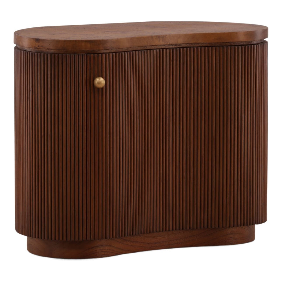 Maven Burl Storage Side Table, three-quarter studio view