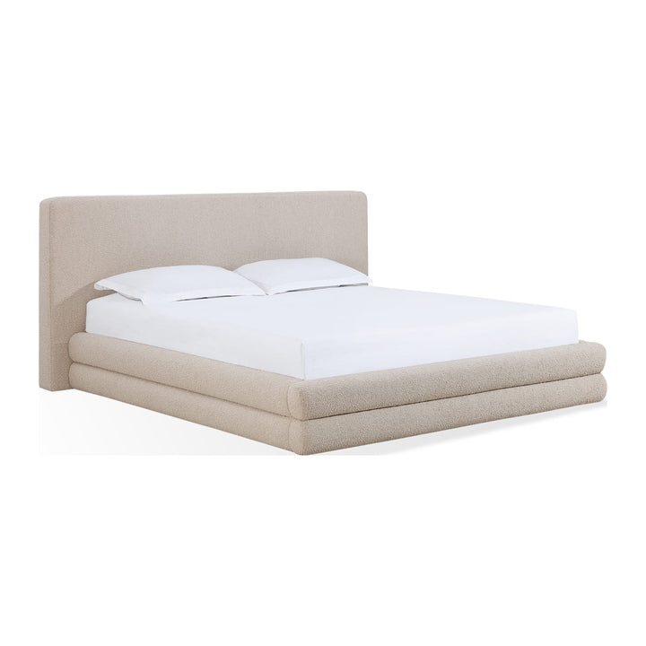 Maya Upholstered Platform Bed by Modus in Brun Boucle — white background, angled view