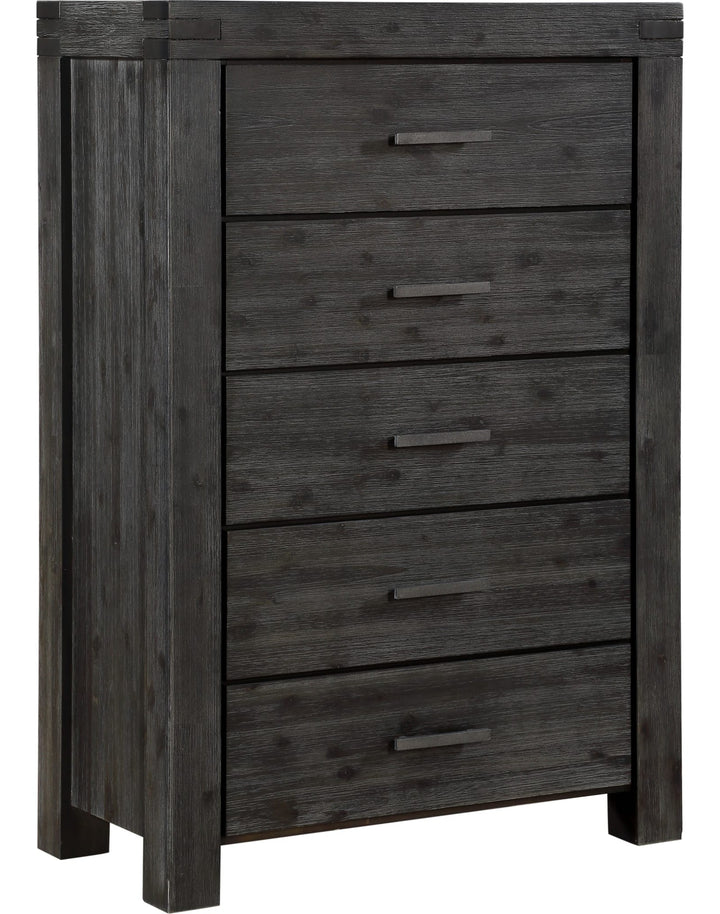 Meadow Five Drawer Solid Wood Chest in Graphite — on a white background