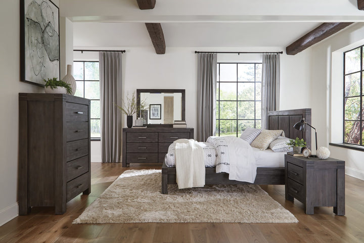 Meadow Five Drawer Solid Wood Chest in Graphite — in a bedroom setting