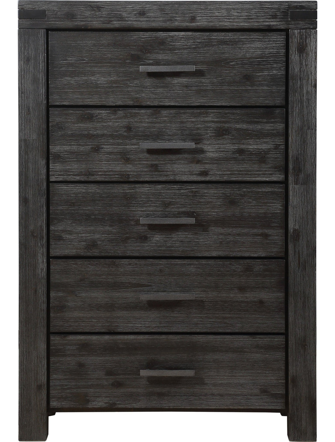 Meadow Five Drawer Solid Wood Chest in Graphite — on a white background