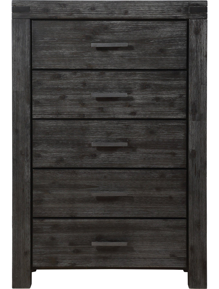 Meadow Five Drawer Solid Wood Chest in Graphite — on a white background