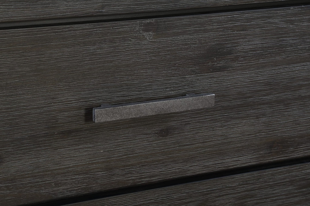 Meadow Five Drawer Solid Wood Chest in Graphite — detail view