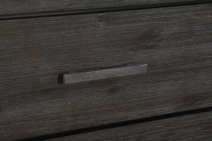 Meadow Five Drawer Solid Wood Chest in Graphite — detail view