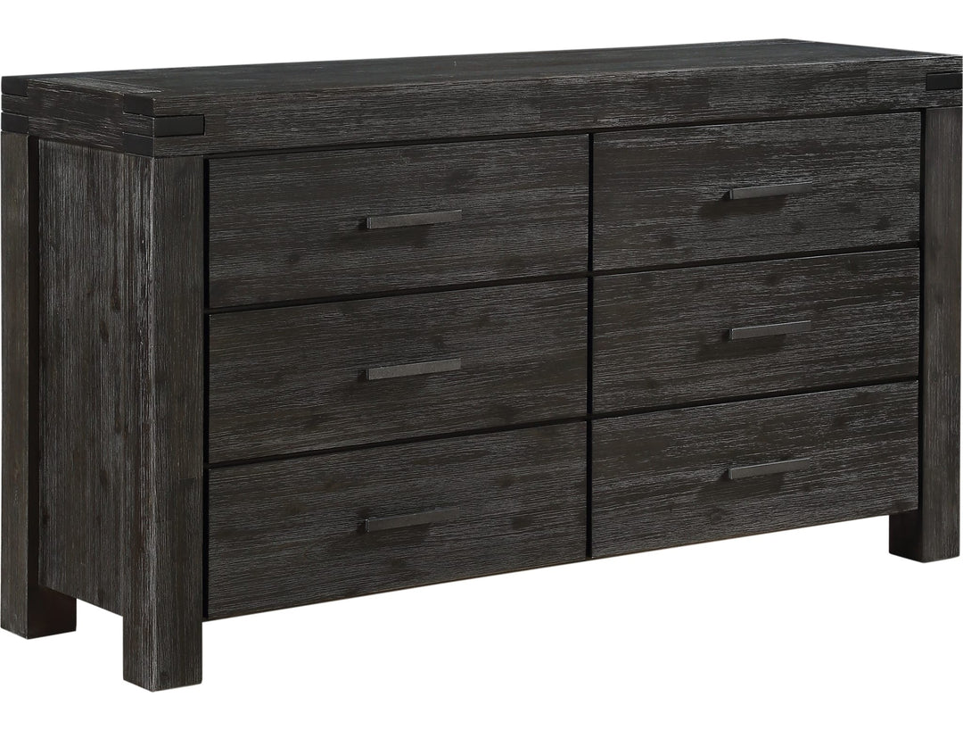 Meadow Six Drawer Solid Wood Dresser in Graphite — on a white background