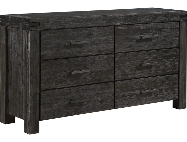 Meadow Six Drawer Solid Wood Dresser in Graphite — on a white background