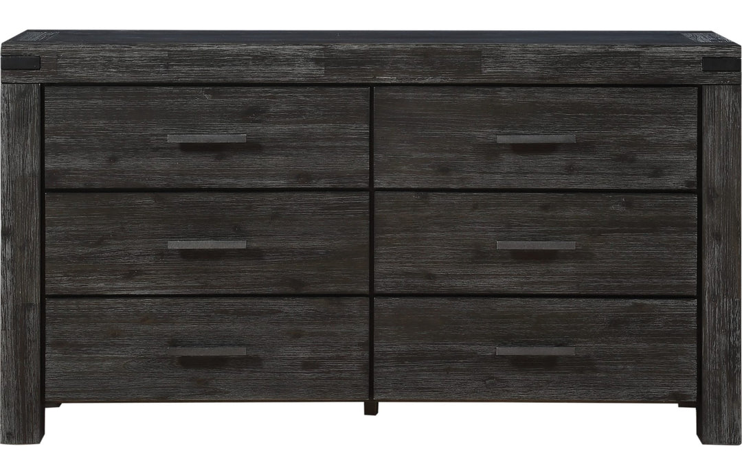 Meadow Six Drawer Solid Wood Dresser in Graphite — on a white background
