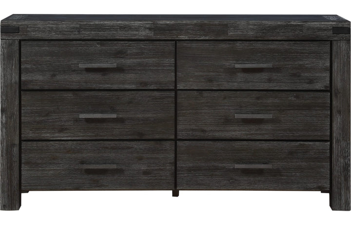 Meadow Six Drawer Solid Wood Dresser in Graphite — on a white background