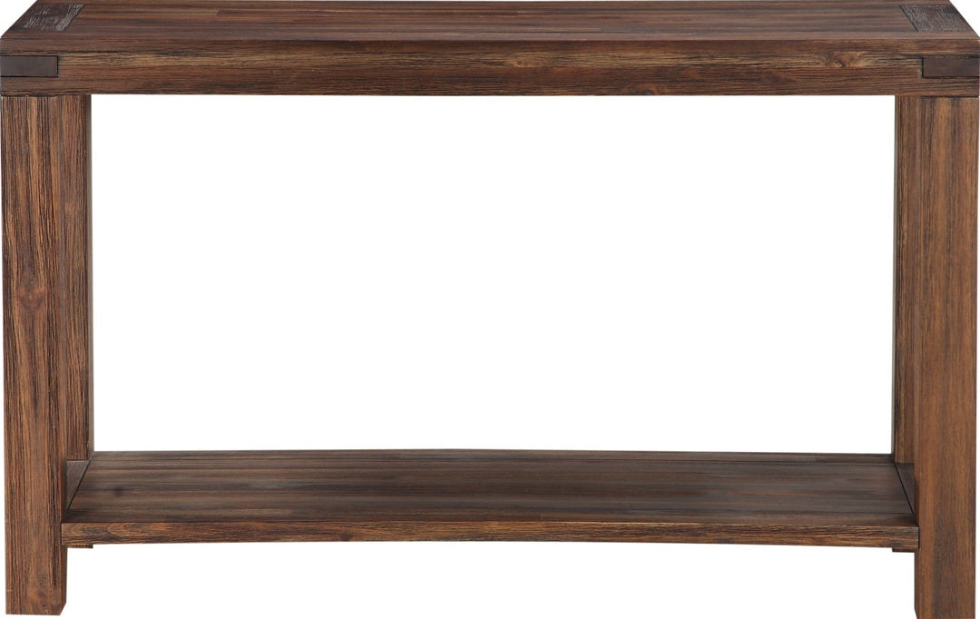 Meadow Solid Wood Console Table in Brick Brown — lifestyle photo