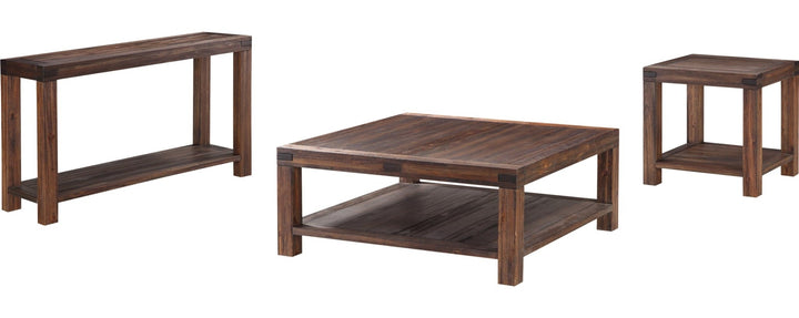 Meadow Solid Wood Console Table in Brick Brown — product view on a white background