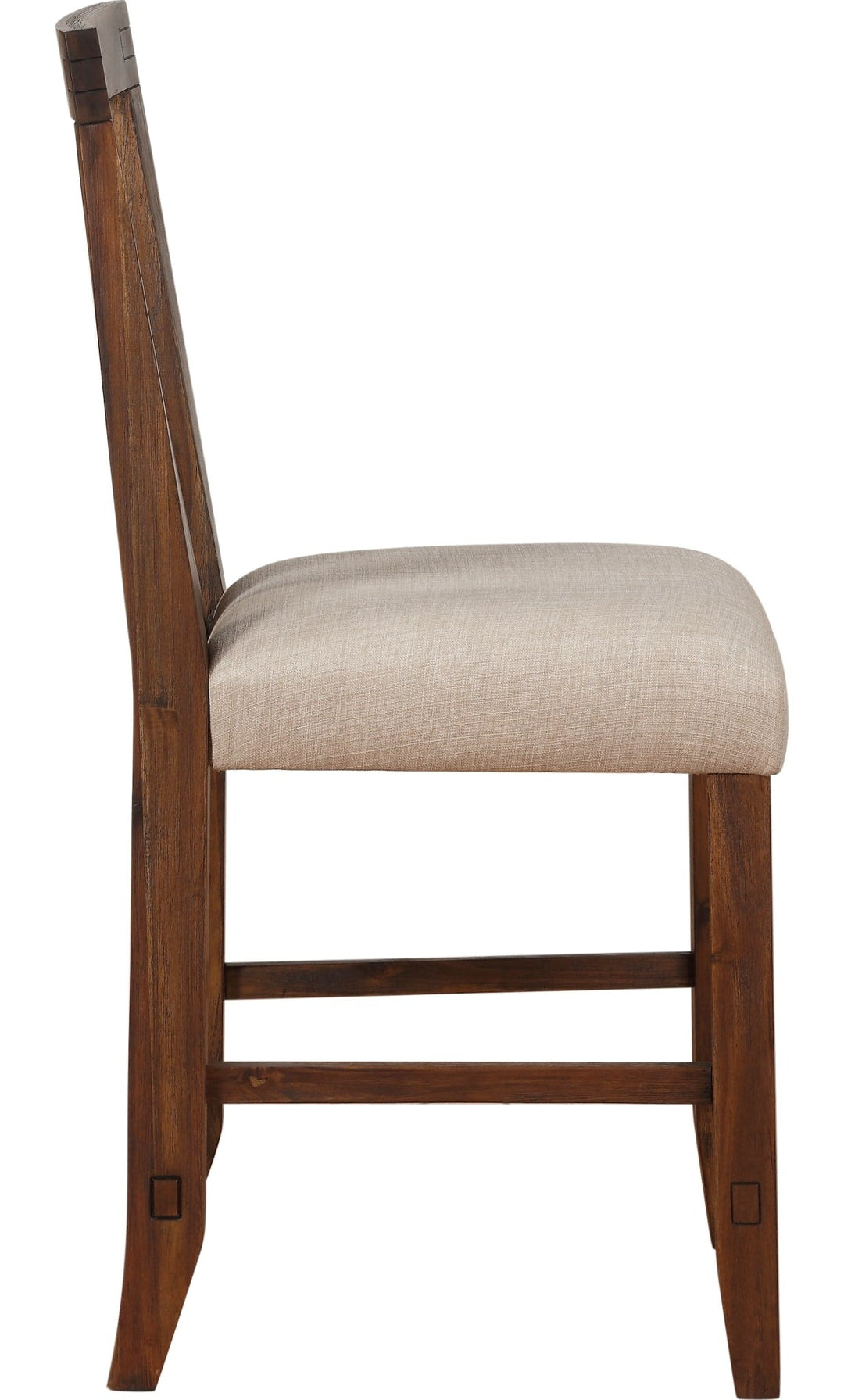 Meadow Solid Wood Counter Stool in Brick Brown — side view