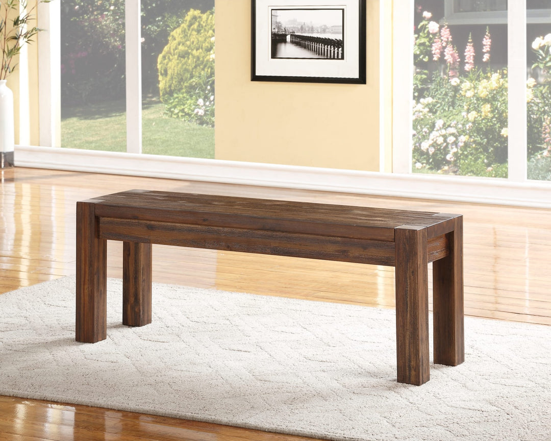 Meadow Solid Wood Dining Bench in Brick Brown — lifestyle photo