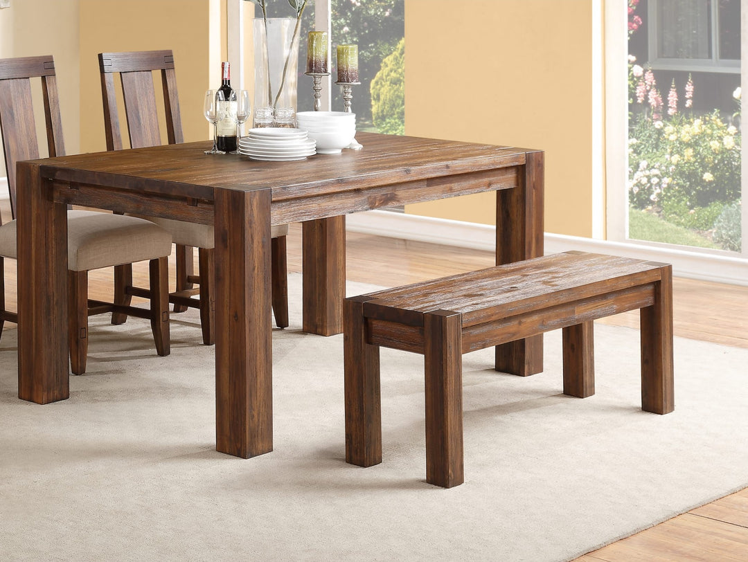 Meadow Solid Wood Dining Bench in Brick Brown — lifestyle photo