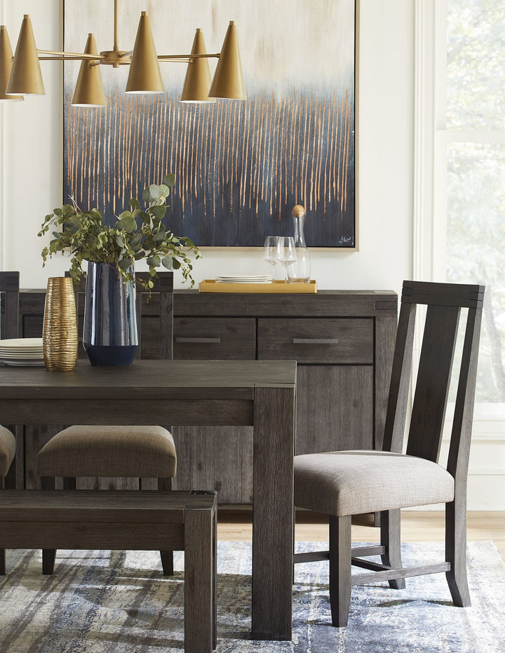 Meadow Solid Wood Dining Bench in Graphite — lifestyle photo