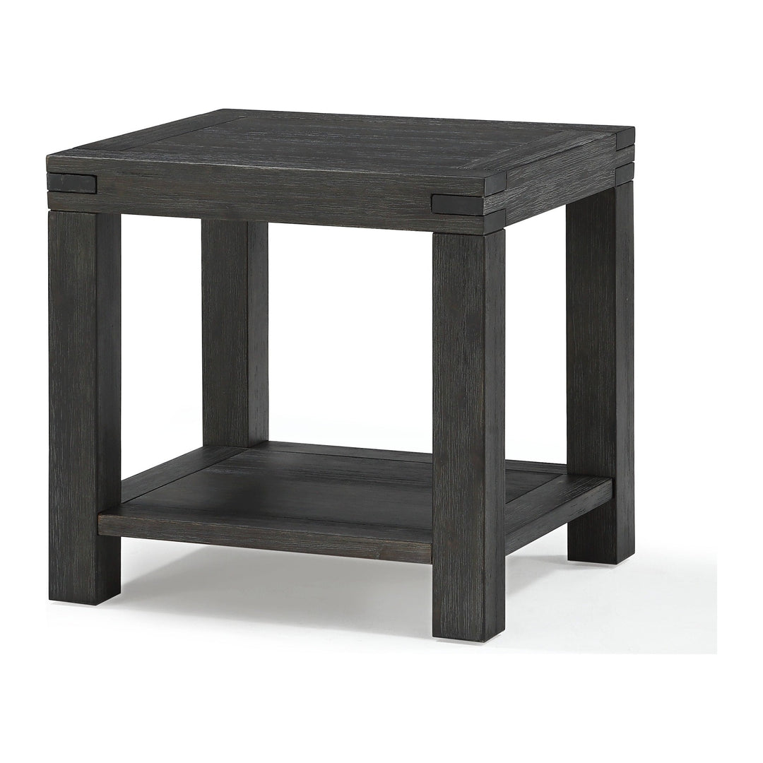 Meadow Solid Wood End Table by Modus in Graphite — product view on a white background