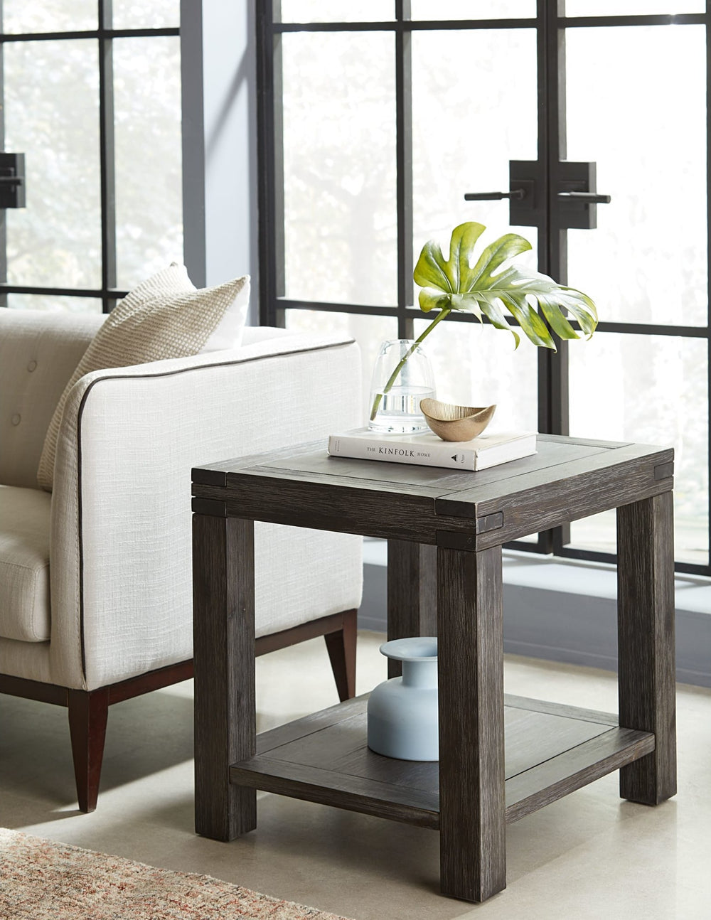 Meadow Solid Wood End Table in Graphite — lifestyle photo