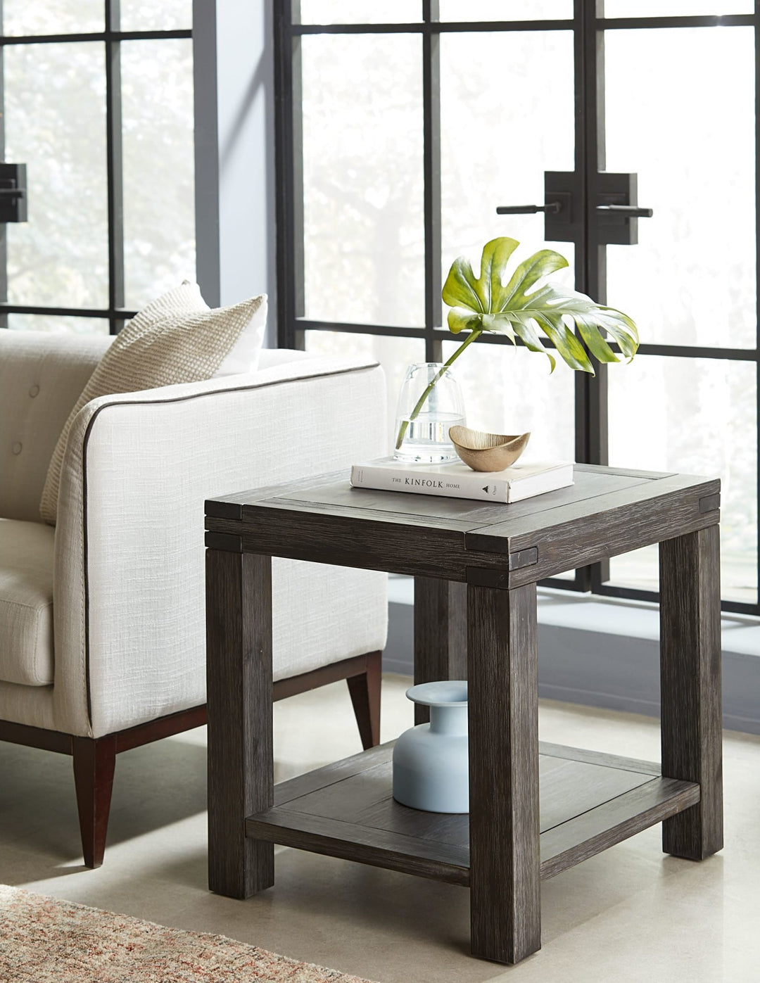 Meadow Solid Wood End Table in Graphite — lifestyle photo