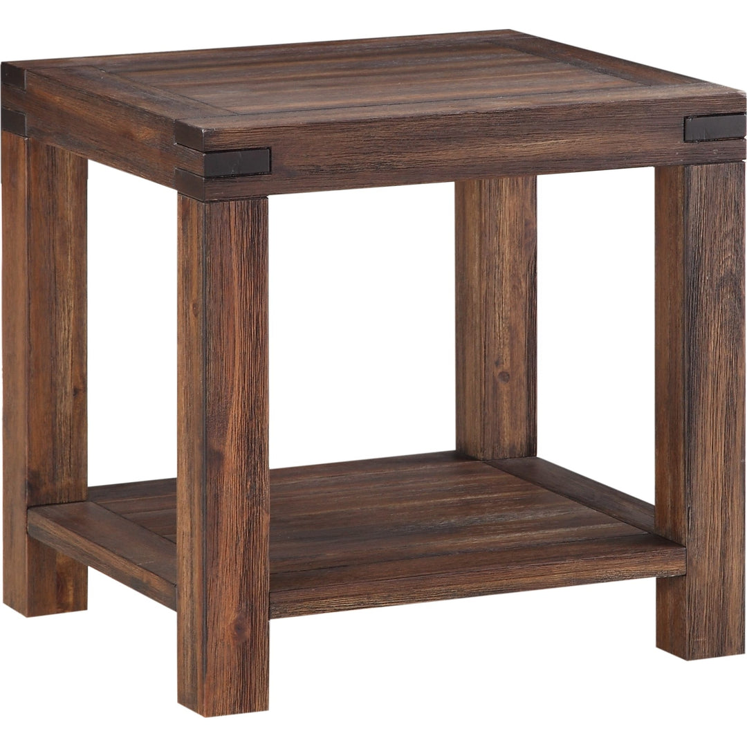 Meadow Solid Wood End Table in Brick Brown — product view on a white background