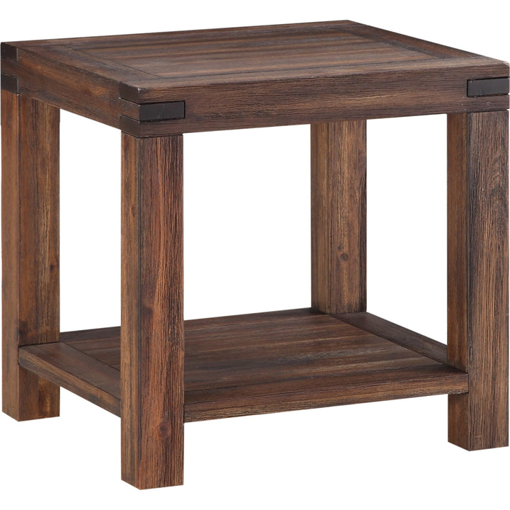 Meadow Solid Wood End Table in Brick Brown — product view on a white background