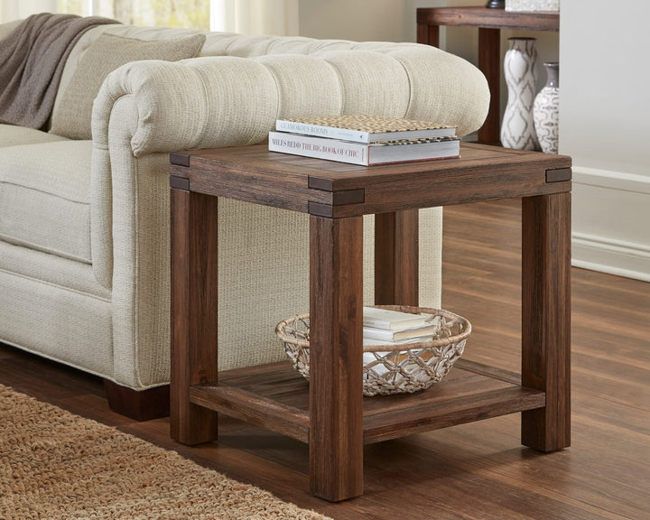 Meadow Solid Wood End Table in Brick Brown — lifestyle photo