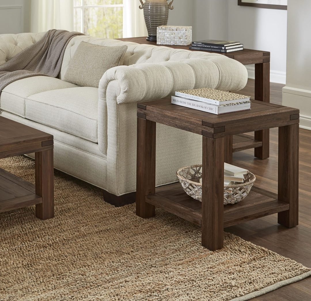 Meadow Solid Wood End Table in Brick Brown — lifestyle photo